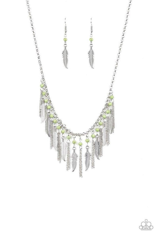 Paparazzi Necklace ~ Feathered Ferocity - Green