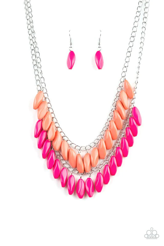 Paparazzi Necklace ~ Beaded Boardwalk - Pink