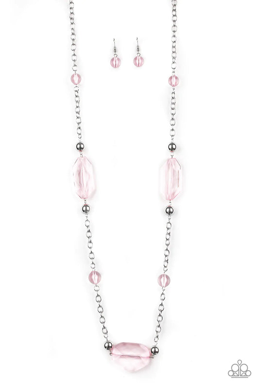 Paparazzi Necklace ~ Crystal Charm - Pink