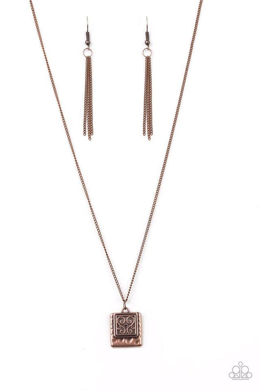 Paparazzi Necklace ~ Back To Square One - Copper