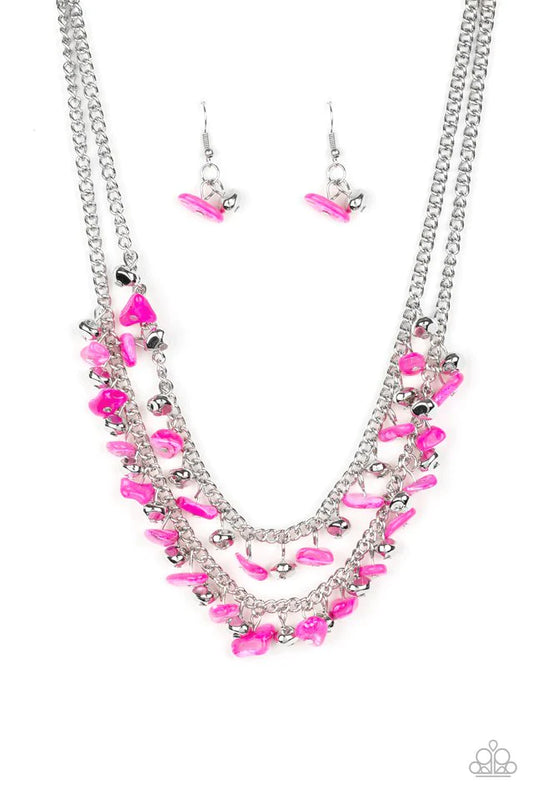 Paparazzi Necklace ~ Pebble Pioneer - Pink