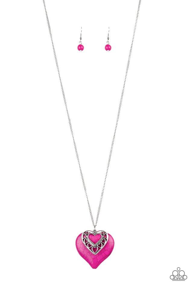 Paparazzi Necklace ~ Southern Heart - Pink