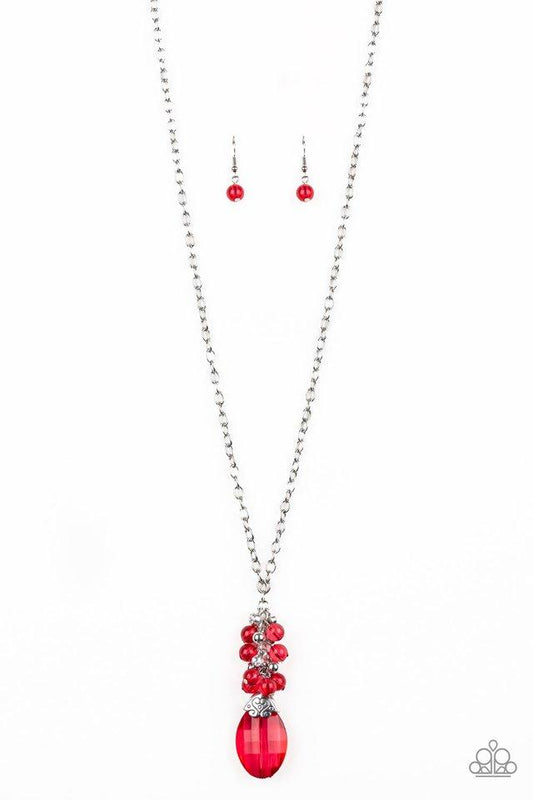 Paparazzi Necklace ~ Crystal Cascade - Red