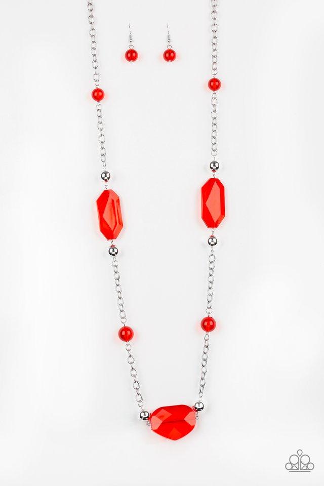 Paparazzi Necklace ~ Crystal Charm - Red