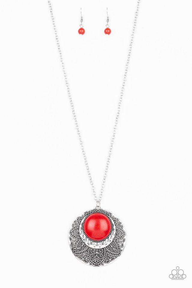 Paparazzi Necklace ~ Medallion Meadow - Red