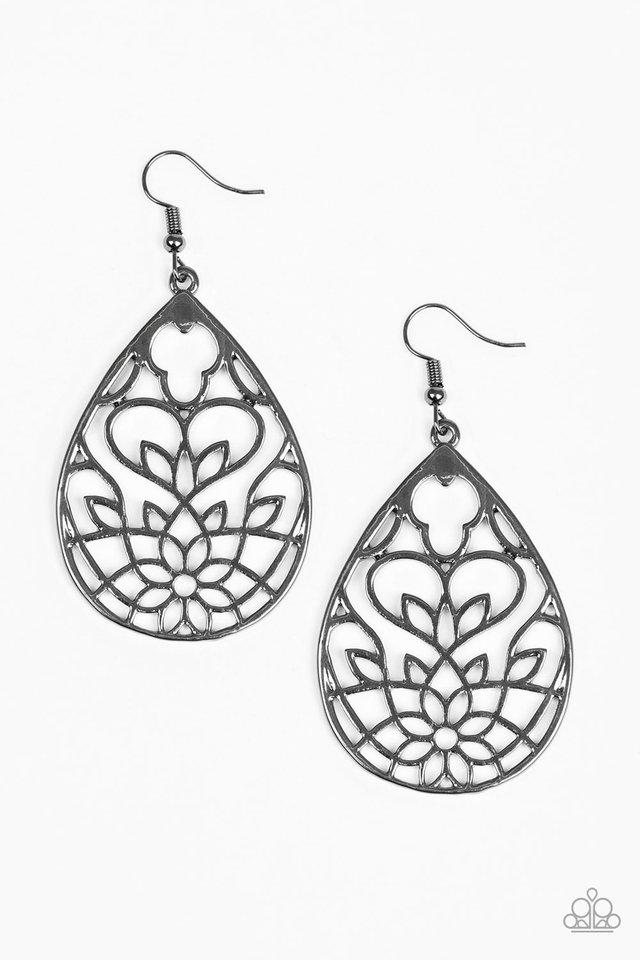 Paparazzi Earring ~ Lovely Lotus - Black