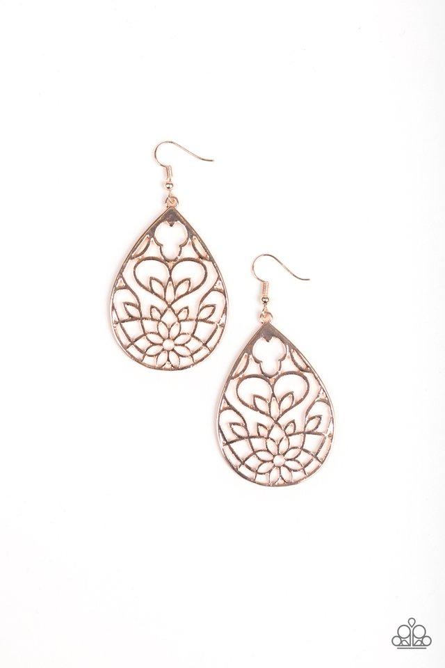 Paparazzi Earring ~ Lovely Lotus - Rose Gold