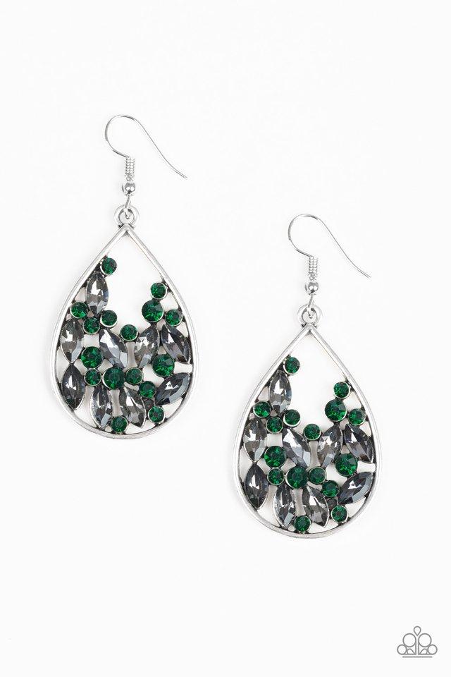Paparazzi Earring ~ Cash or Crystal? - Green