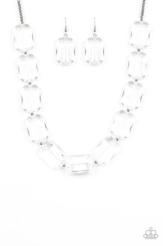 Paparazzi Necklace ~ The ICE President - White