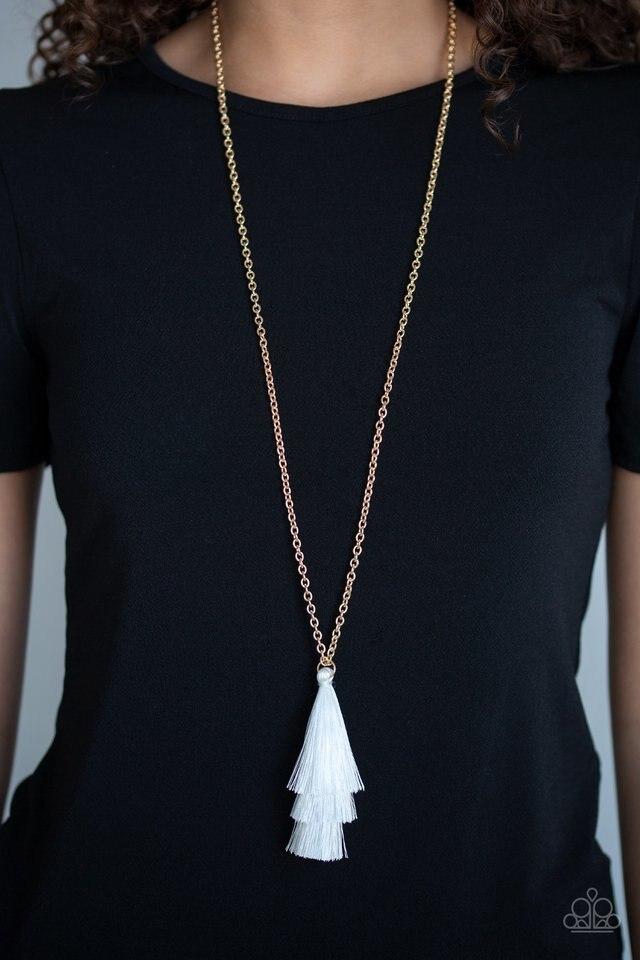 Paparazzi Necklace ~ Triple The Tassel - White