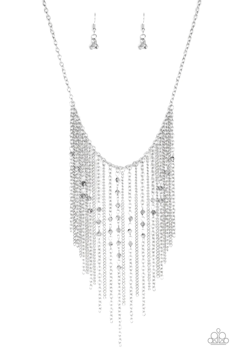 Paparazzi Necklace ~ First Class Fringe - Silver