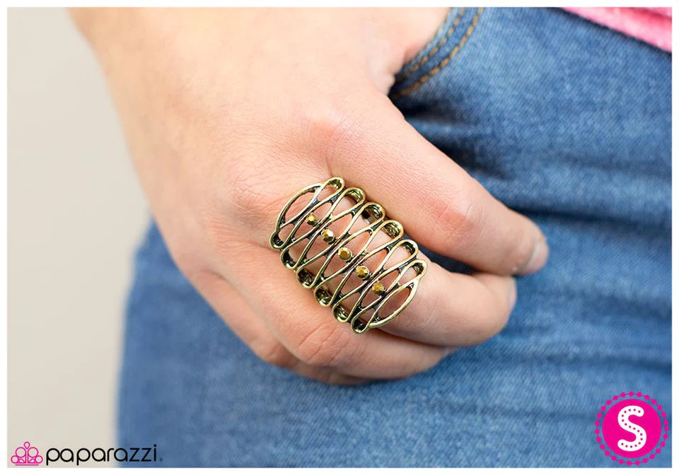 Paparazzi Ring ~ Rattle the Cage - Brass