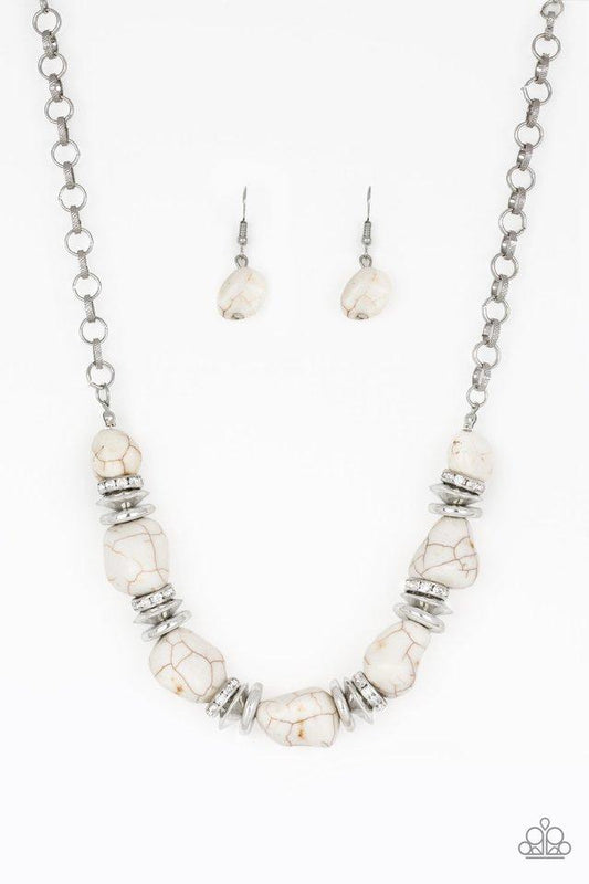 Paparazzi Necklace ~ Stunningly Stone Age - White