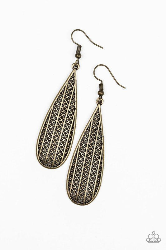 Paparazzi Earring ~ Terra Tears - Brass