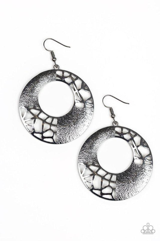 Paparazzi Earring ~ Shattered Shimmer - Black