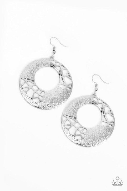 Paparazzi Earring ~ Shattered Shimmer - Silver