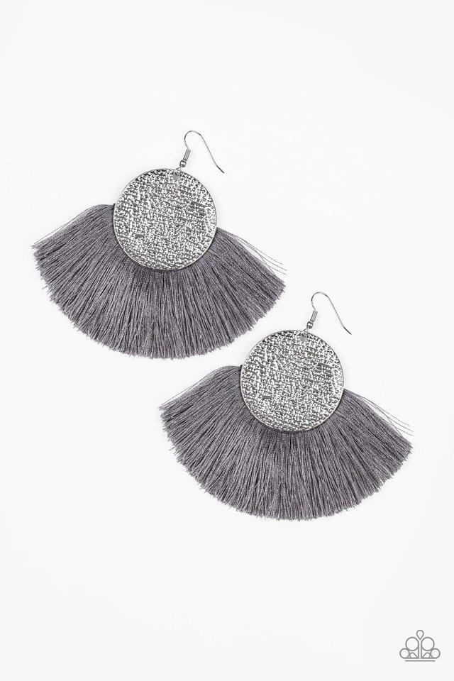 Paparazzi Earring ~ Foxtrot Fringe - Silver