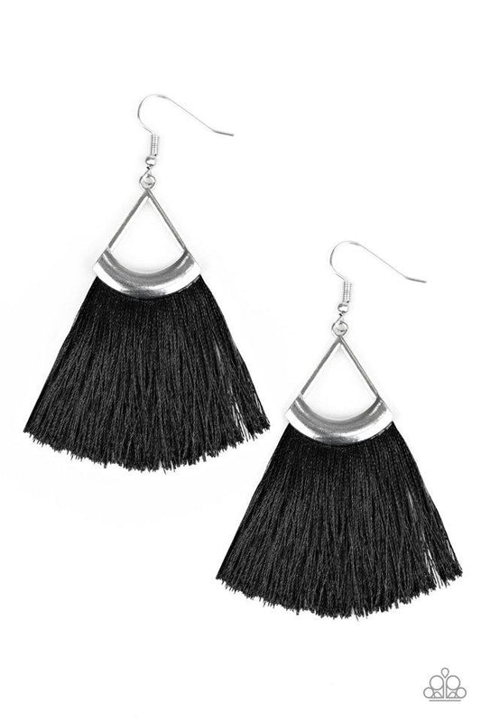 Paparazzi Earring ~ Tassel Tuesdays - Black