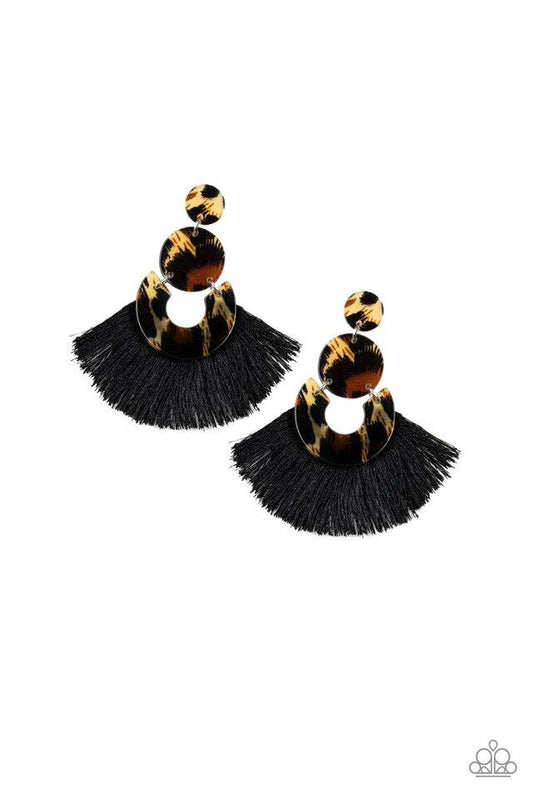 Paparazzi Earring ~ One Big Party ANIMAL - Black