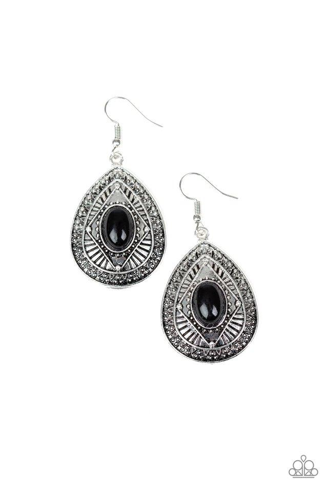 Paparazzi Earring ~ Tropical Topography - Black