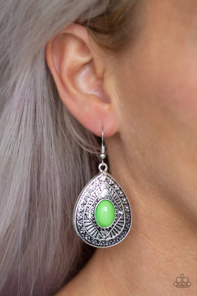Paparazzi Earring ~ Tropical Topography - Green