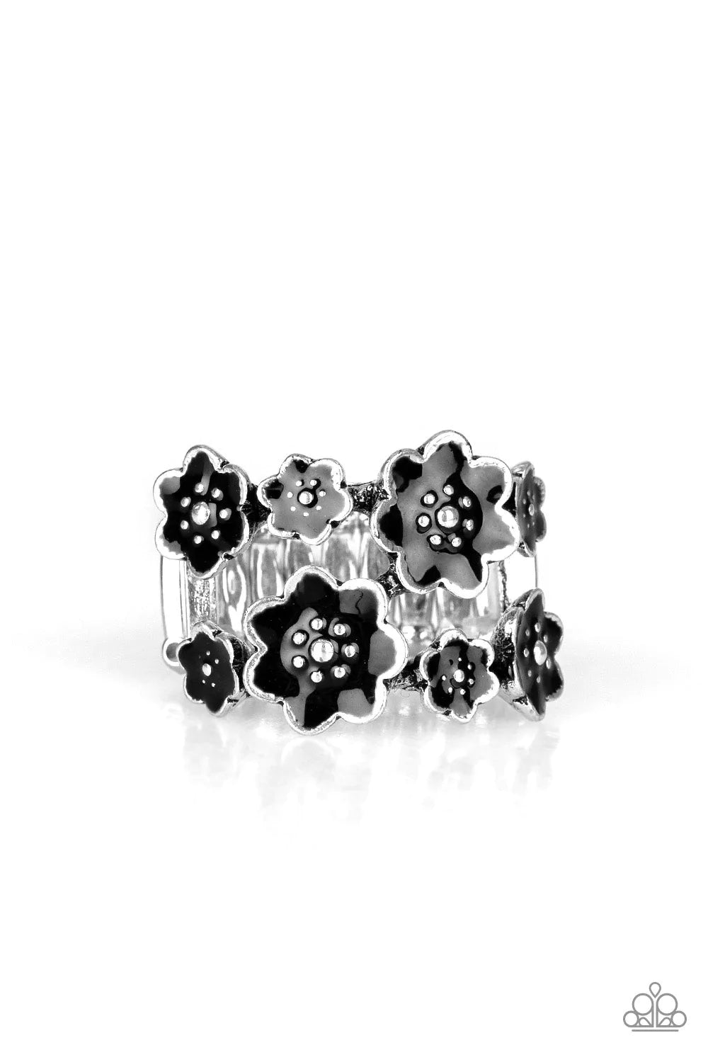 Anillo Paparazzi ~ Coronas Florales - Negro