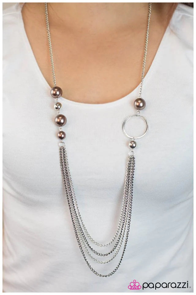 Paparazzi Necklace ~ Gently Glimmering - Brown