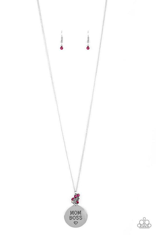 Paparazzi Necklace ~ Mom Boss - Pink