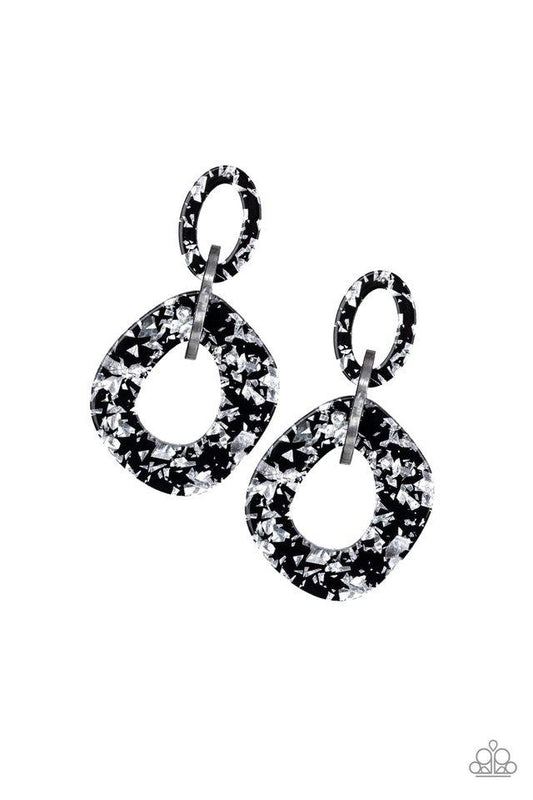 Paparazzi Earring ~ Confetti Congo - Silver