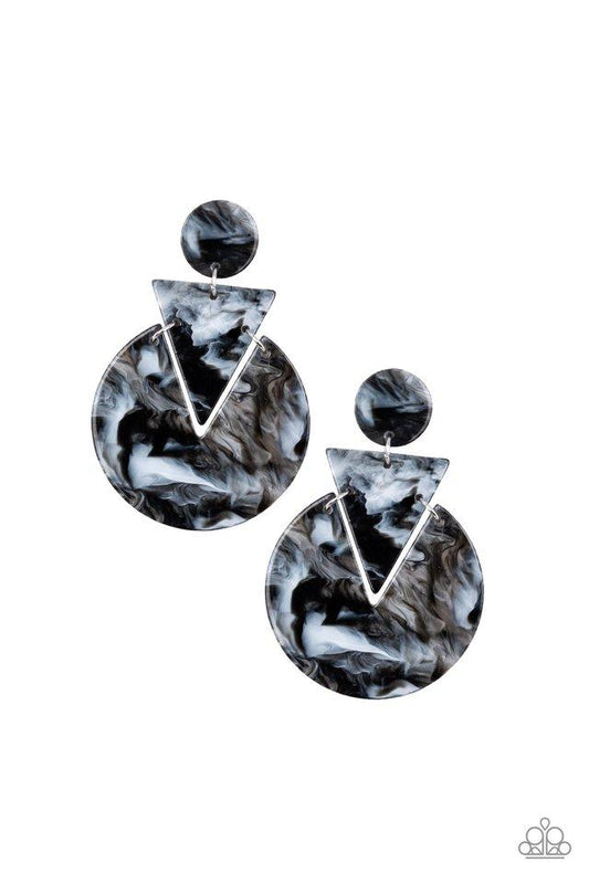 Paparazzi Earring ~ Head Under WATERCOLORS - Black