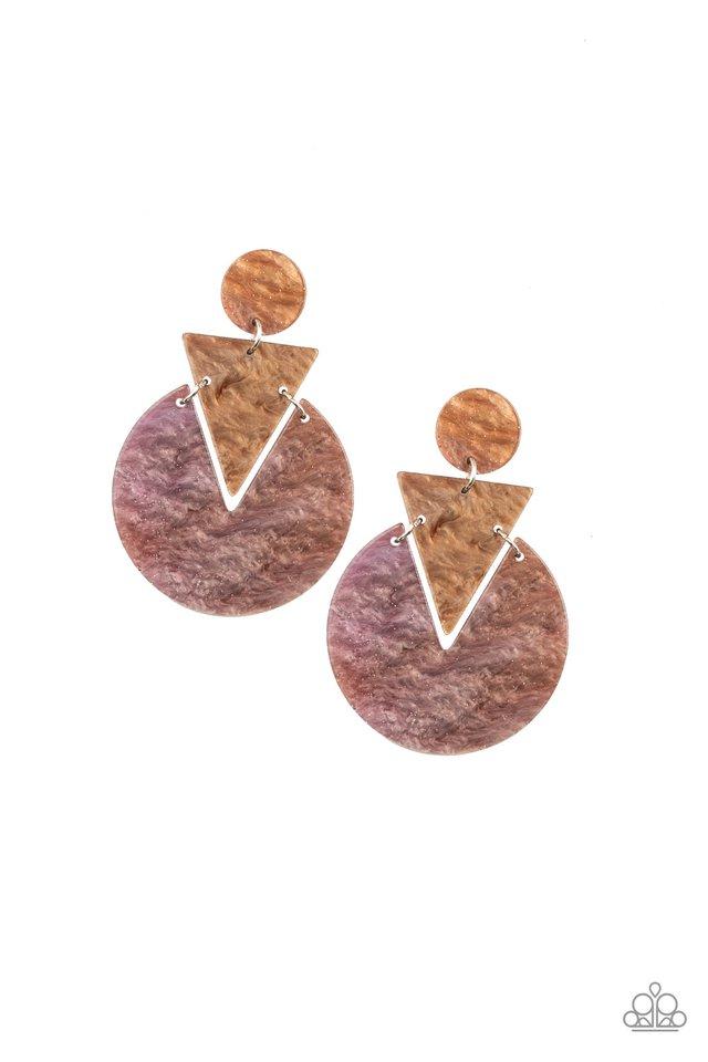 Paparazzi Earring ~ Head Under WATERCOLORS - Brown