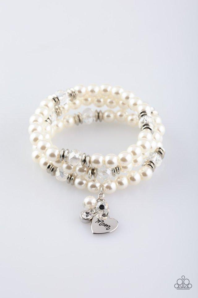 Paparazzi Bracelet ~ Mom Wow - White