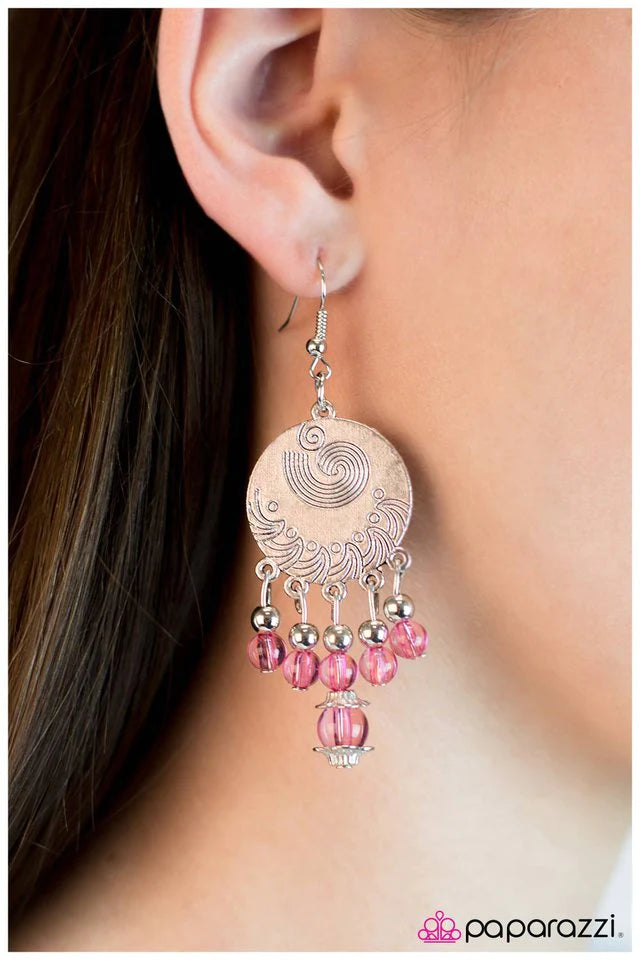 Paparazzi Earring ~ Spinning My Wheels - Pink