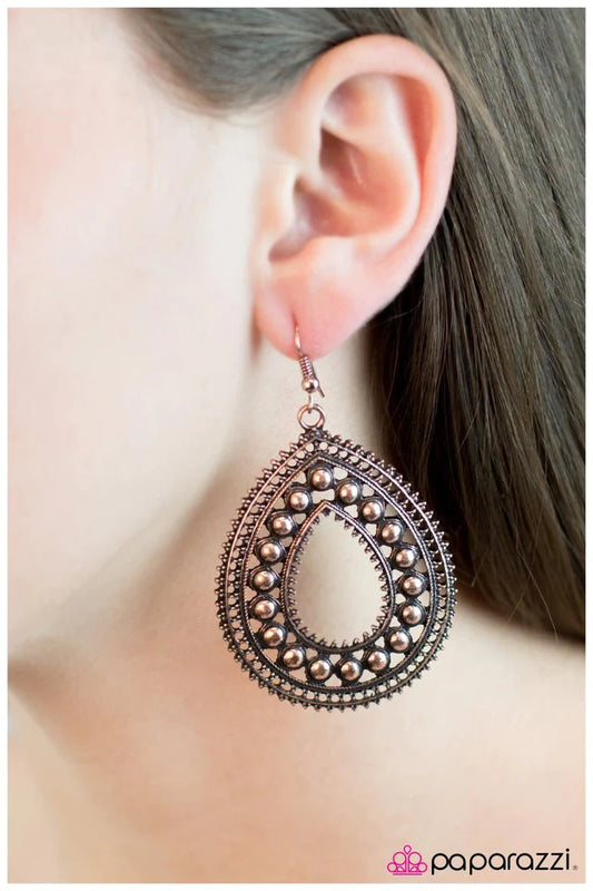 Paparazzi Earring ~ If Its Not Baroque... - Copper