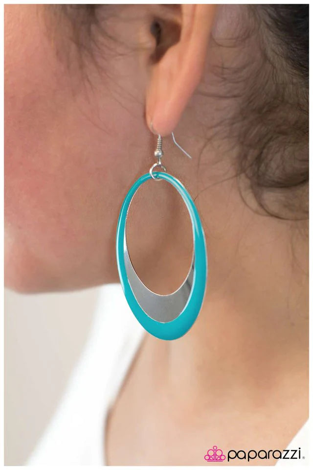 Paparazzi Earring ~ Rock the Cradle - Blue