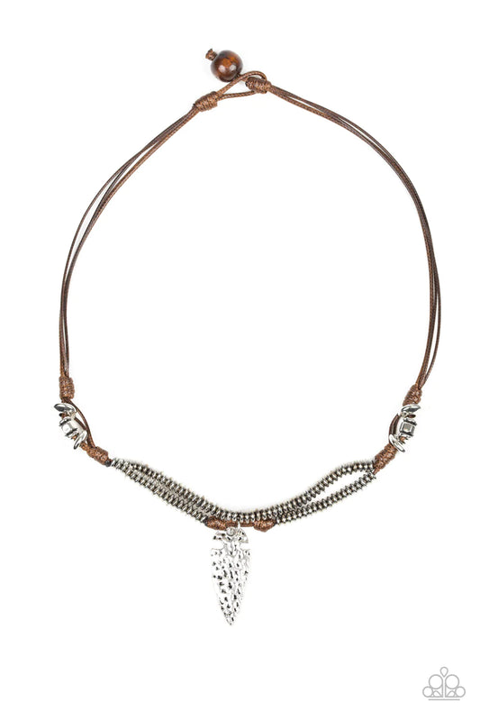 Paparazzi Necklace ~ Off With His ARROWHEAD - Brown