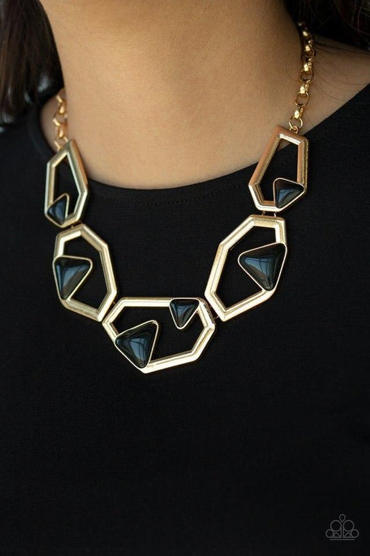 Paparazzi Necklace ~ GEO-ing, GEO-ing, Gone - Gold