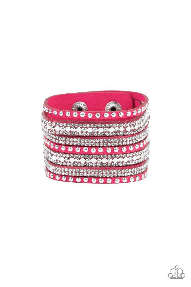 Pulsera Paparazzi ~ Todo ajetreo y laca para el cabello - Rosa