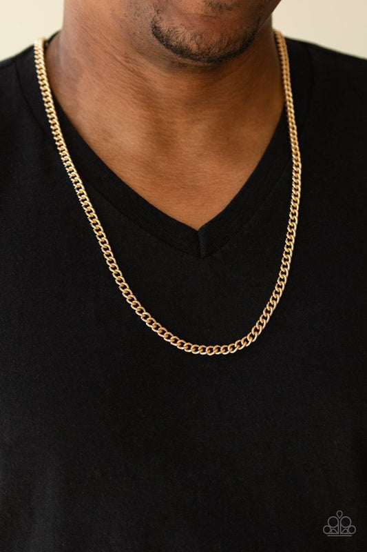 First Rule Of Fight Club - Gold - Paparazzi Necklace Image