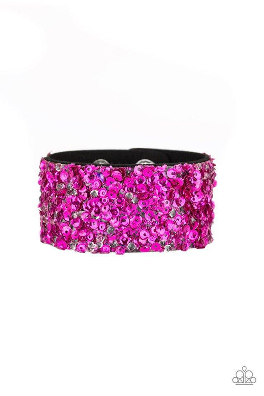 Pulsera Paparazzi ~ Lentejuelas Estrelladas - Rosa