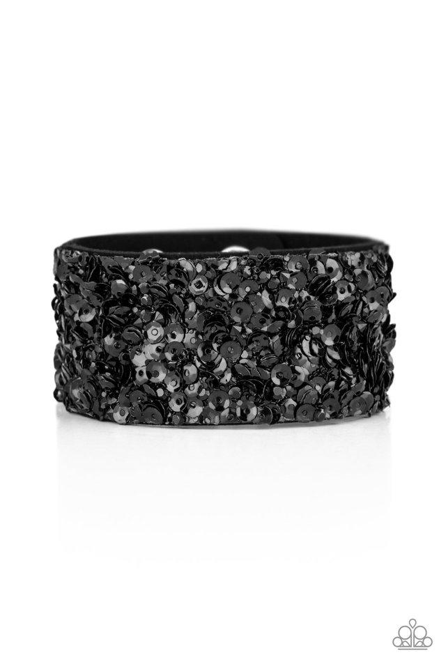 Pulsera Paparazzi ~ Lentejuelas estrelladas - Negro