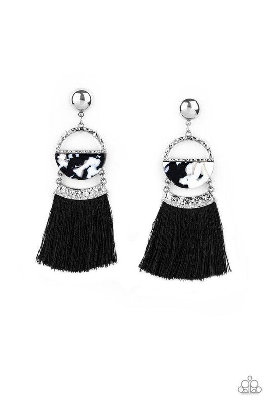 Paparazzi Earring ~ Tassel Trot - Black