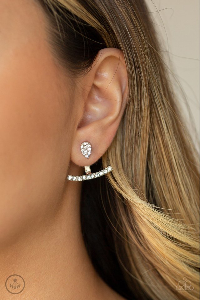 Glowing Glimmer - White - Paparazzi Earring Image