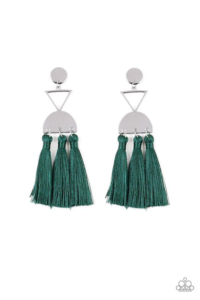 Pendiente Paparazzi ~ Tassel Trippin - Verde