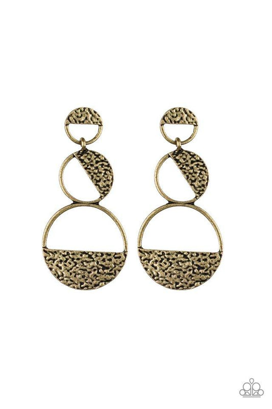 Paparazzi Earring ~ Triple Trifecta - Brass