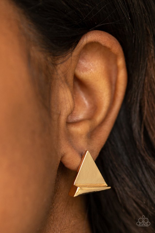 Die TRI-ing - Gold - Paparazzi Earring Image