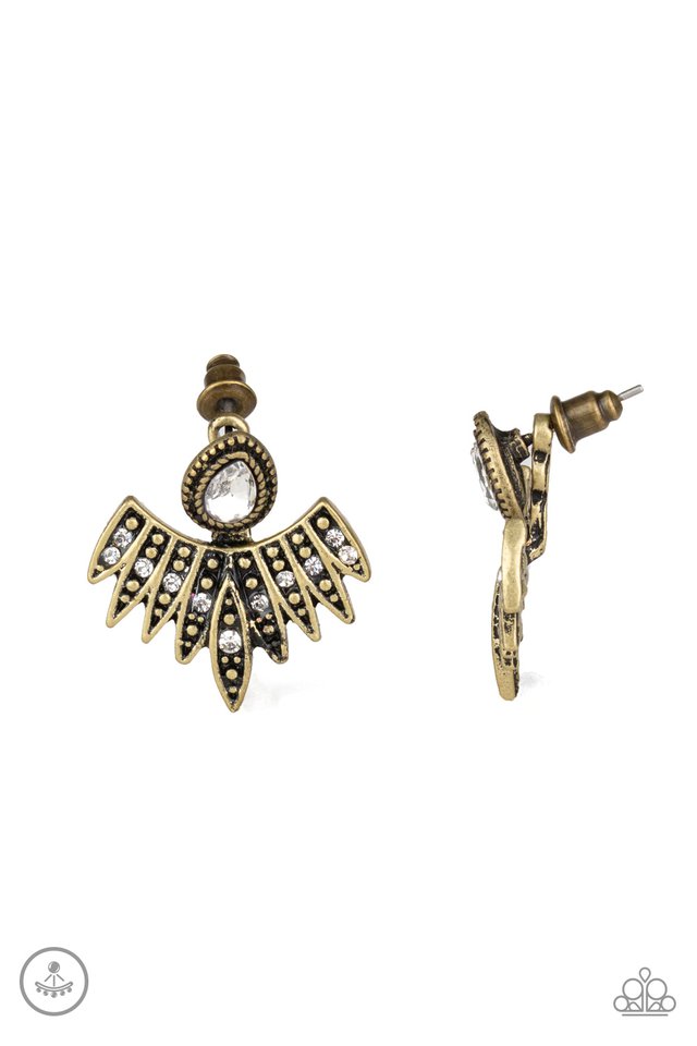 Wing Fling - Brass - Paparazzi Earring Image