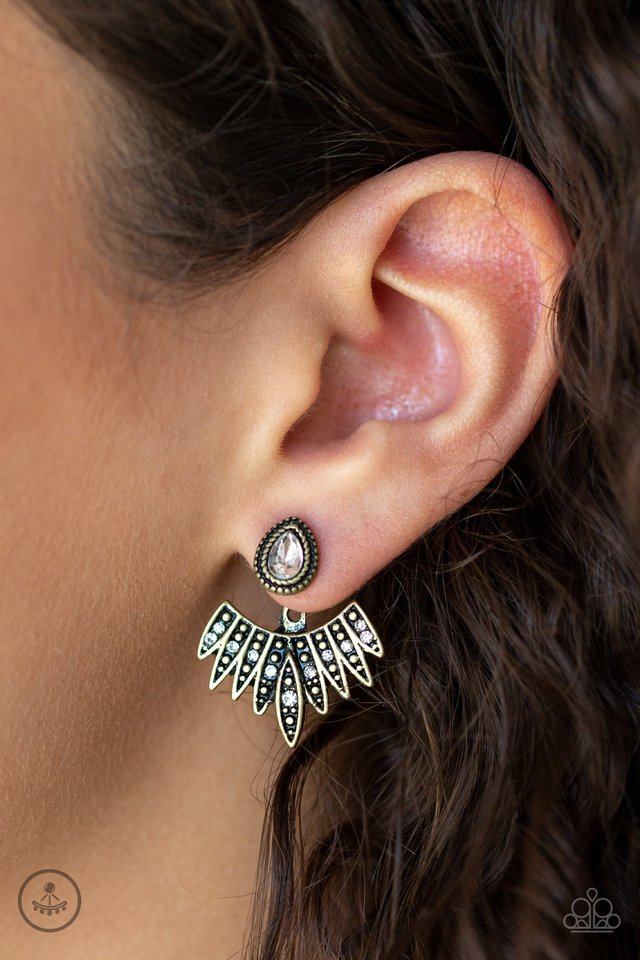 Wing Fling - Brass - Paparazzi Earring Image