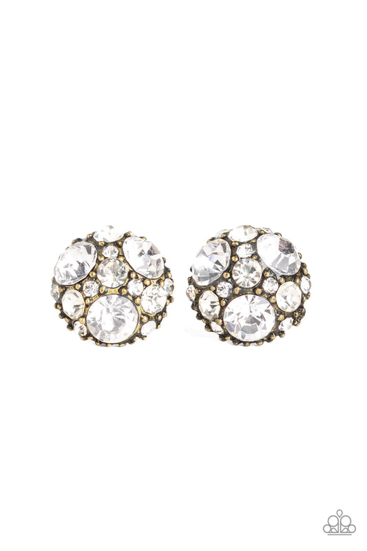 Paparazzi Earring ~ Diamond Daze - Brass