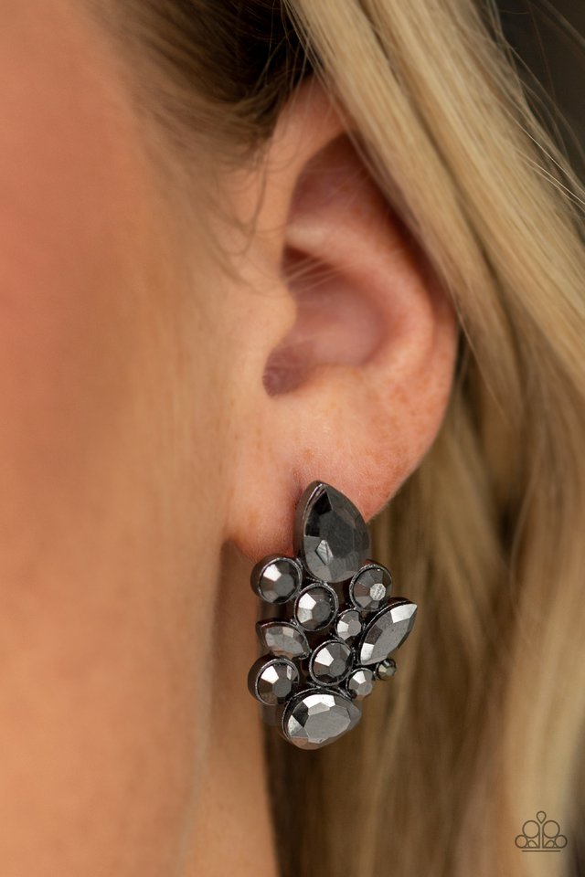 Galaxy Glimmer - Black - Paparazzi Earring Image